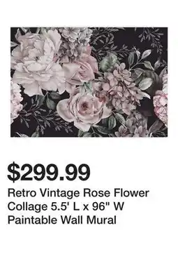 Wayfair Retro Vintage Rose Flower Collage 5.5' L x 96 W Paintable Wall Mural offer