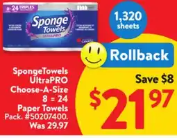 Walmart SpongeTowels UltraPRO Choose-A-Size 8 = 24 Paper Towels offer