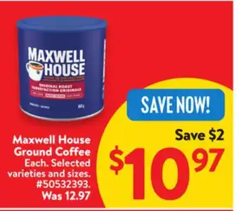 Walmart Maxwell House Ground Coffee offer