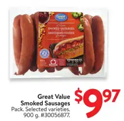 Walmart Great Value Smoked Sausages offer