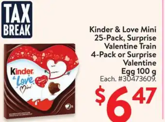 Walmart Kinder & Love Mini 25-Pack, Suprise Valentine Train 4-Pack or Surprise Valentine Egg 100 g offer