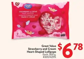 Walmart Great Value Strawberry and Cream Heart-Shaped Lollipops offer