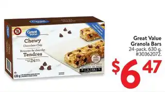 Walmart Great Value Granola Bars offer