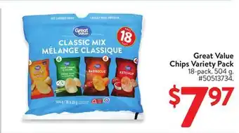 Walmart Great Value Chips Variety Pack offer