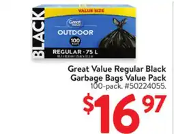 Walmart Great Value Regular Black Garbage Bags Value Pack offer