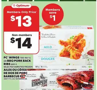 Independent Grocer PC WINGS, 700-907 G OR BBQ PORK BACK RIBS, 680 G offer