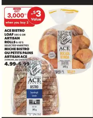 Independent Grocer ACE BISTRO LOAF, 595G OR ARTISAN ROLLS, 6-10'S offer