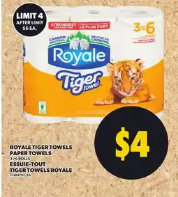 Independent Grocer ROYALE TIGER TOWELS PAPER TOWELS, 3=6 ROLLS offer