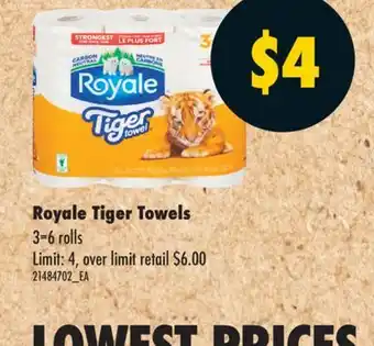 No Frills ROYAL TIGER TOWELS offer