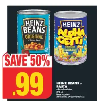 No Frills HEINZ BEANS or PASTA, 398 mL offer