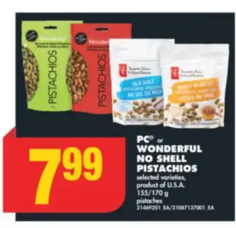 No Frills PC or WONDERFUL NO SHELL PISTACHIOS, 155/170 G offer