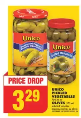 No Frills UNICO PICKLED VEGETABLES, 750 ML OR OLIVES, 375 ML offer