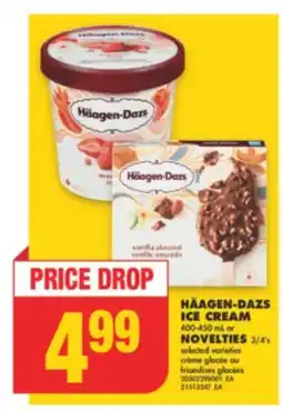 No Frills HÄAGEN-DAZS ICE CREAM, 400-450 ML OR NOVELTIES, 3/4'S offer