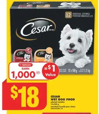 No Frills CESAR WET DOG FOOD, 12x100 g offer