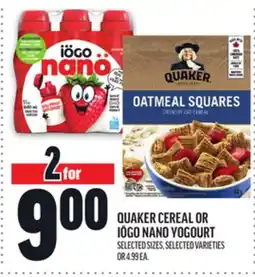 Metro QUAKER CEREAL OR IÖGO NANO YOGOURT offer