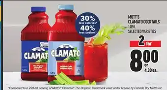 Metro MOTT'S CLAMATO COCKTAILS offer