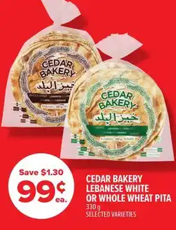 Metro CEDAR BAKERY LEBANESE WHITE OR WHOLE WHEAT PITA offer