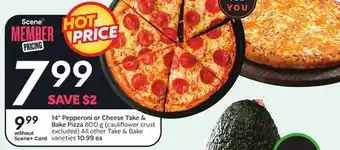 Sobeys 14 Pepperoni or Cheese Take & Bake Pizza offer