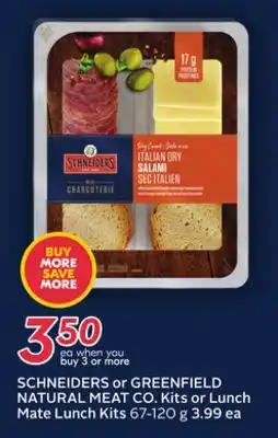 Sobeys SCHNEIDERS or GREENFIELD NATURAL MEAT CO. Kits offer