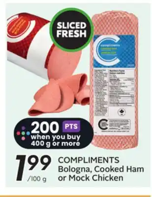 Sobeys COMPLIMENTS Bologna, Cooked Ham or Mock Chicken offer