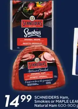 Sobeys SCHNEIDERS Ham, Smokies or MAPLE LEAF Natural Ham offer