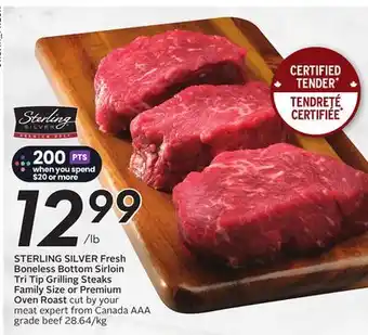 Sobeys Fresh Boneless Bottom Sirloin Tri Tip Grilling Steaks Family Size or Premium Oven Roast offer