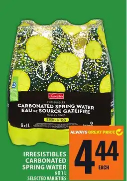 Food Basics IRRESISTIBLES CARBONATED SPRING WATER offer