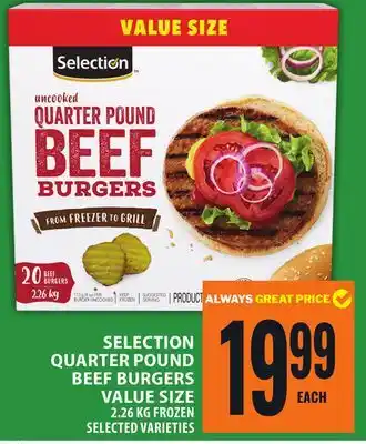 Food Basics SELECTION QUARTER POUND BEEF BURGERS VALUE SIZE offer