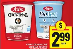 Food Basics ASTRO ORIGINAL OR BIO BEST YOGURT offer