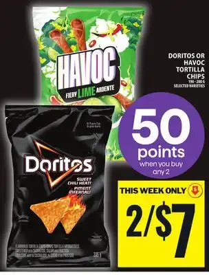 Food Basics DORITOS OR HAVOC TORTILLA CHIPS offer