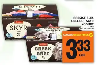 Food Basics IRRESISTIBLES GREEK OR SKYR YOGURT offer