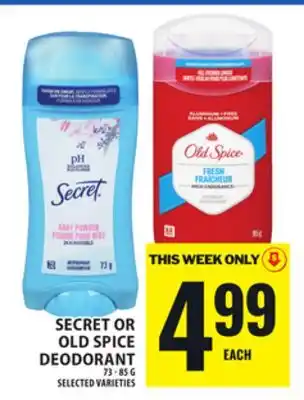 Food Basics SECRET OR OLD SPICE DEODORANT offer