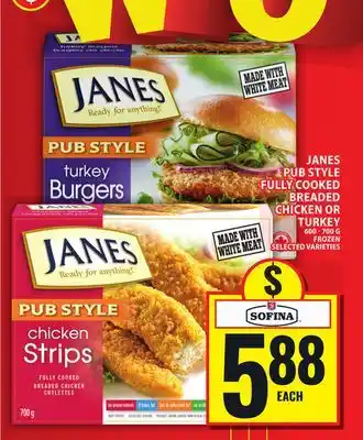 Food Basics JANES PUB STYLE FULLY COOKED BREADED CHICKEN OR TURKEY offer