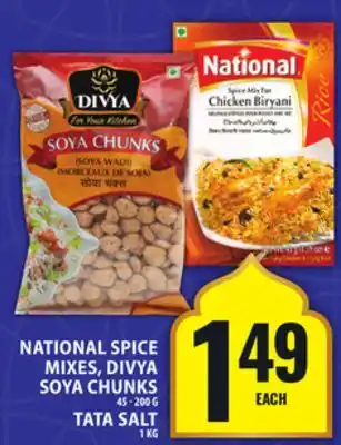 Food Basics NATIONAL SPICE MIXES, DIVYA SOYA CHUNKS offer