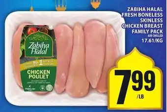 Food Basics ZABIHA HALAL FRESH BONELESS SKINLESS CHICKEN BREAST FAMILY PACK offer