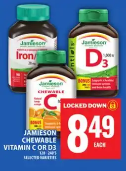 Food Basics JAMIESON CHEWABLE VITAMIN C OR D3 offer