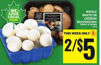 Food Basics WHOLE WHITE OR CREMINI MUSHROOMS offer