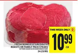 Food Basics FRESH BONELESS SIRLOIN TIP ROASTS OR FAMILY PACK STEAKS offer