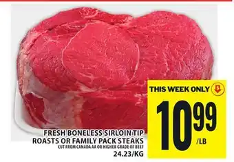 Food Basics FRESH BONELESS SIRLOIN TIP ROASTS OR FAMILY PACK STEAKS offer