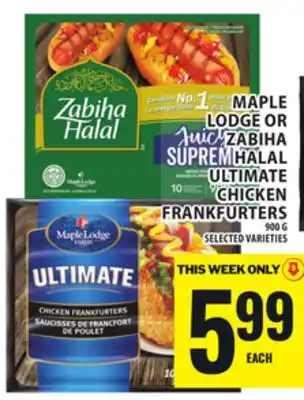 Food Basics MAPLE LODGE OR ZABIHA HALAL ULTIMATE CHICKEN FRANKFURTERS offer