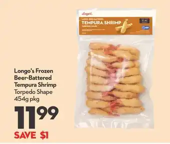 Longo's Frozen Beer-Battered Tempura Shrimp offer