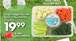 Longo's Veggie Tray with Ranch or Hummus Dip offer