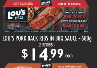 Fortinos LOU'S PORK BACK RIBS IN BBQ SAUCE, 680g offer