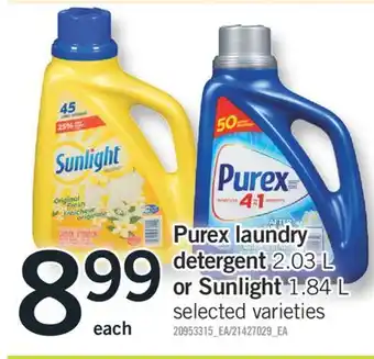 Fortinos PUREX LAUNDRY DETERGENT, 2.03 L OR SUNLIGHT, 1.84 L offer