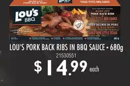 Fortinos LOU'S PORK BACK RIBS IN BBQ SAUCE, • 680g offer