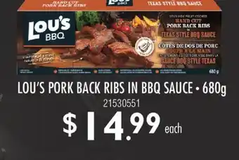 Fortinos LOU'S PORK BACK RIBS IN BBQ SAUCE, • 680g offer