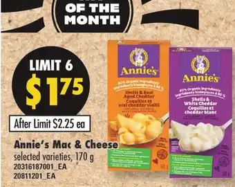 Fortinos ANNIE'S MAC & CHEESE, 170 g offer