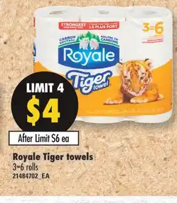 Fortinos ROYALE TIGER TOWELS, 3=6 ROLLS offer