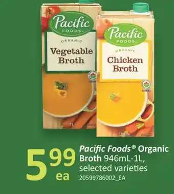 Fortinos PACIFIC FOODS ORGANIC BROTH, 946mL - 1L offer