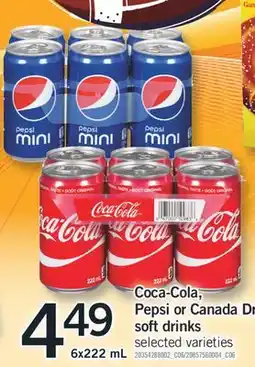 Fortinos COCA-COLA, PEPSI OR CANADA DR SOFT DRINKS, 6X222 ML offer